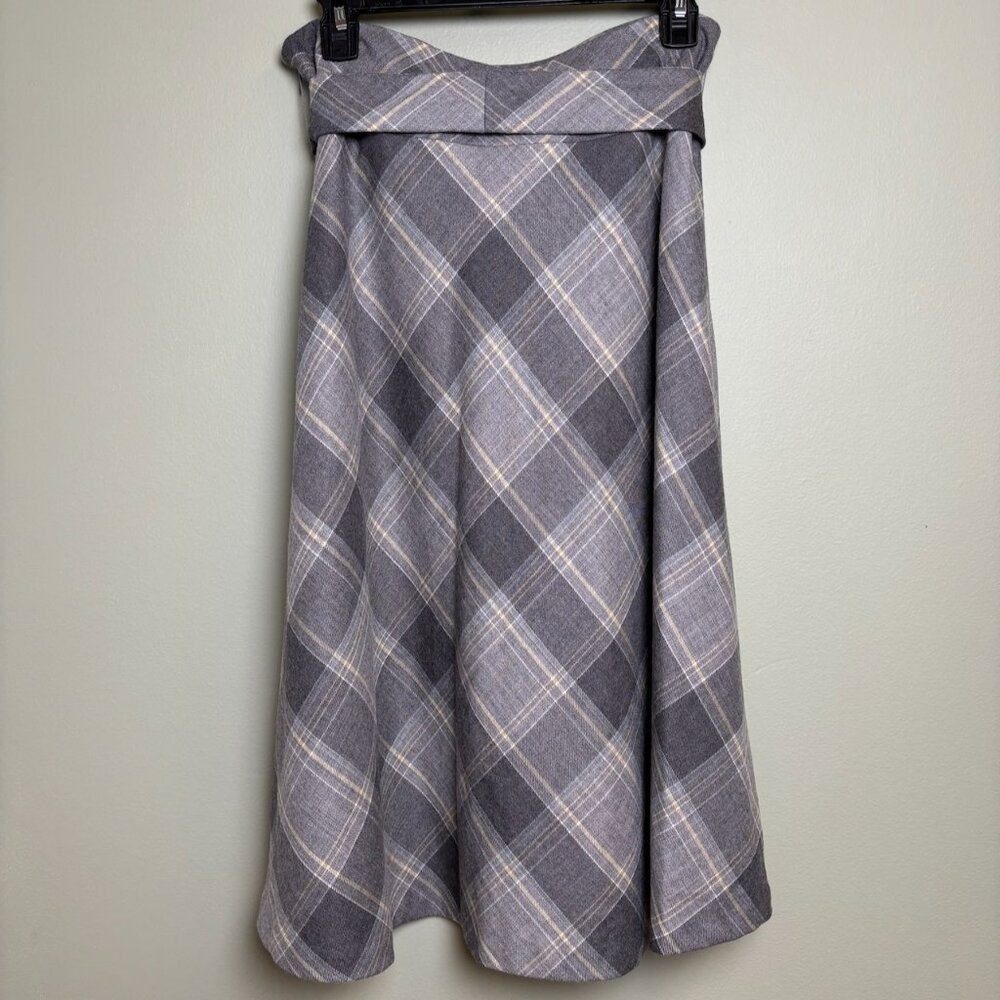Pendleton Gray Plaid A-Line Skirt with Waist Tie - Picture 4 of 12